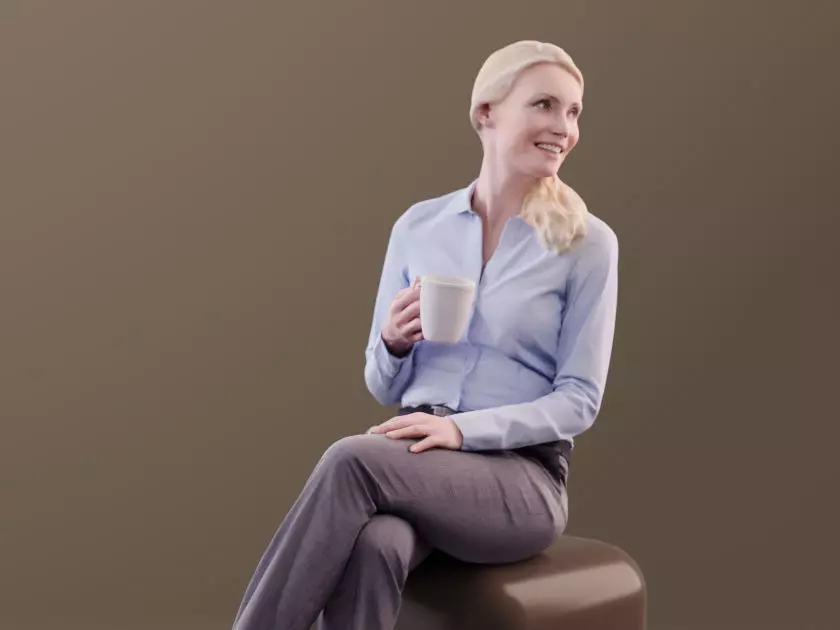 Kim 10174 - Sitting Business Woman Low-poly 3D model_0