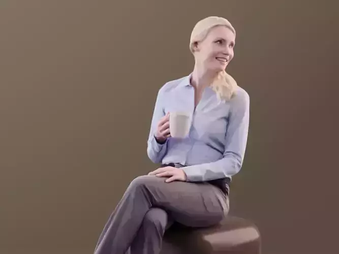 Kim 10174 - Sitting Business Woman Low-poly 3D model