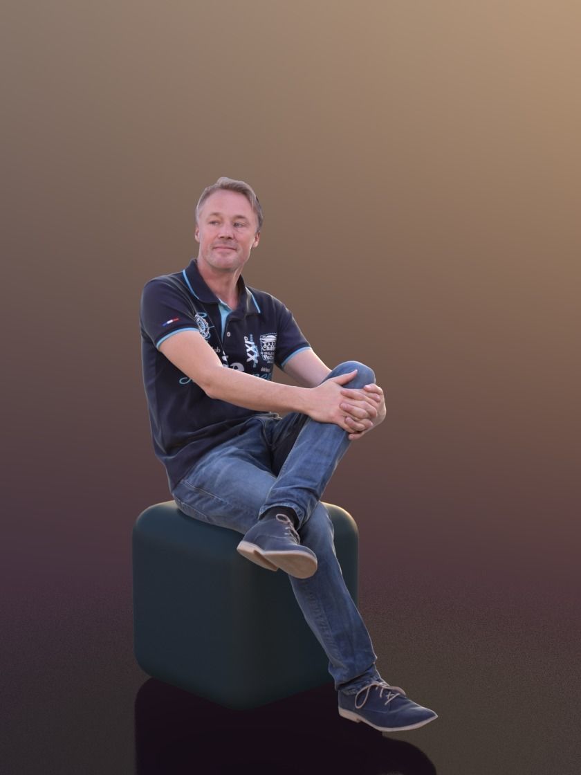 Carlos 10240 - Sitting Casual Guy Low-poly 3D model_1