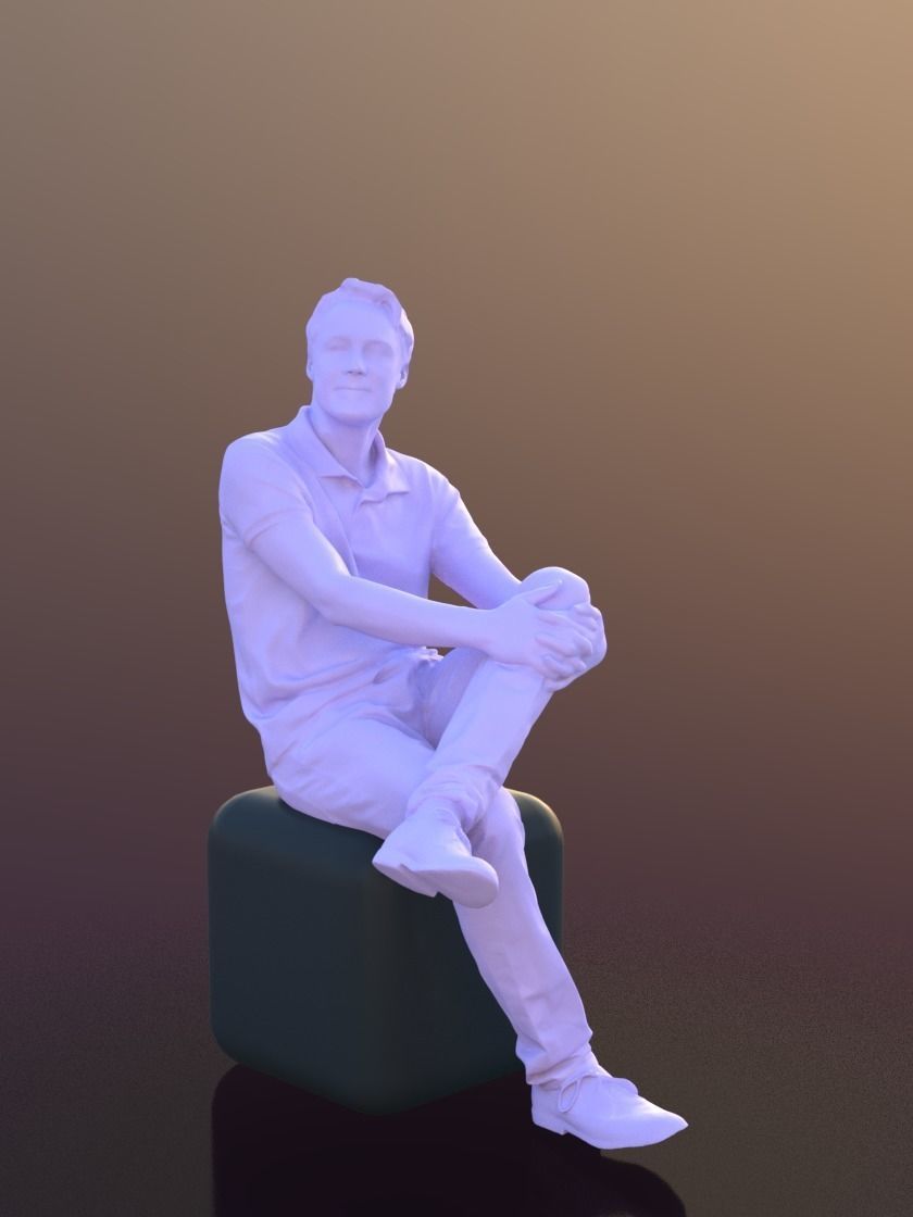 Carlos 10240 - Sitting Casual Guy Low-poly 3D model_3