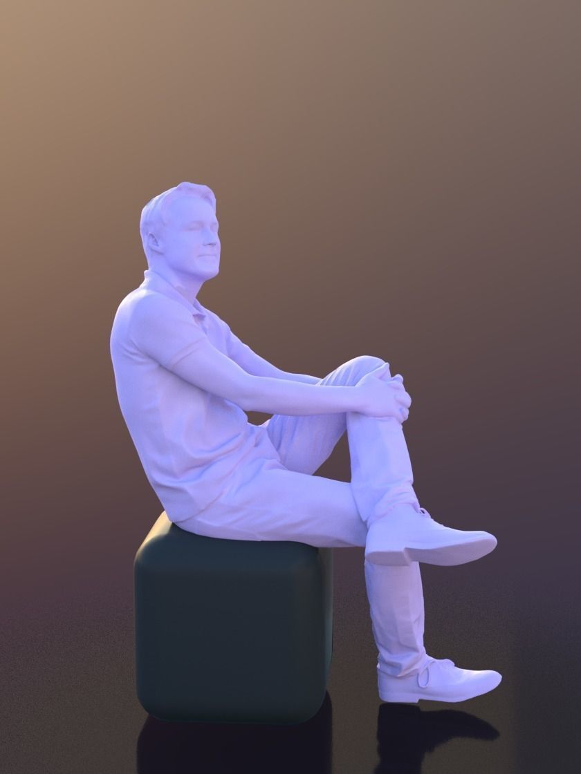 Carlos 10240 - Sitting Casual Guy Low-poly 3D model_4