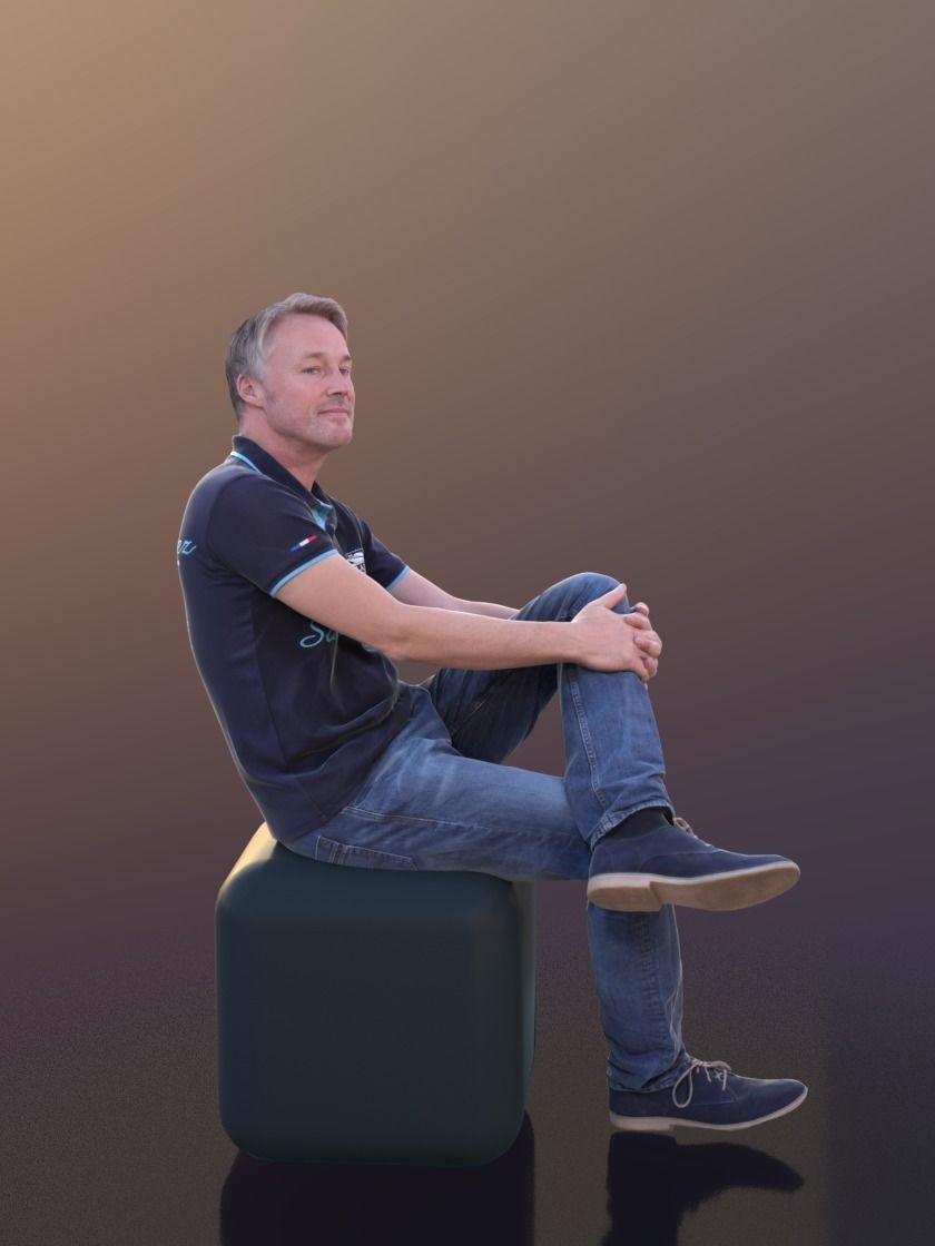 Carlos 10240 - Sitting Casual Guy Low-poly 3D model_2