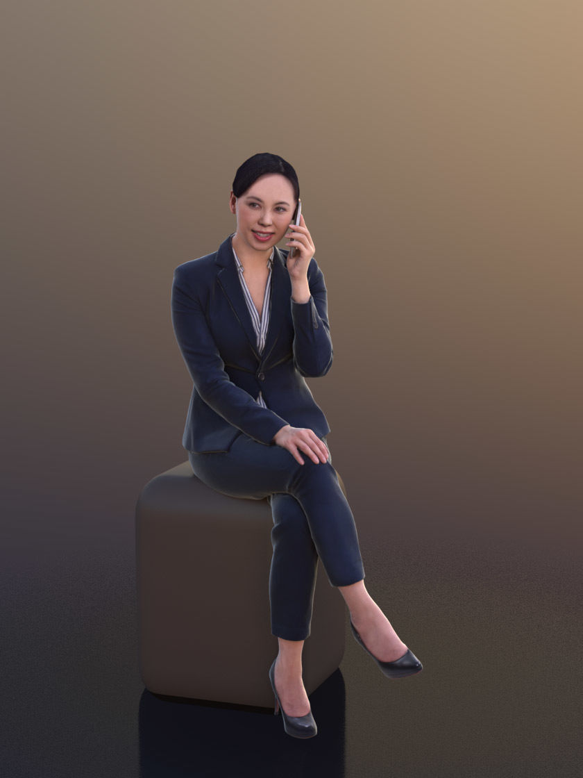 Bao 10279 - Business Talk Woman Low-poly 3D model_1