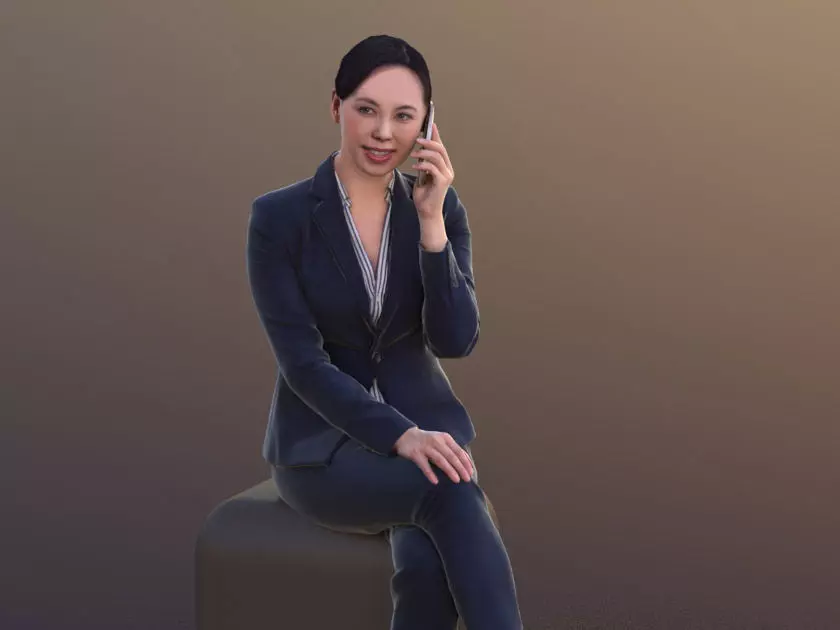 Bao 10279 - Business Talk Woman Low-poly 3D model_0