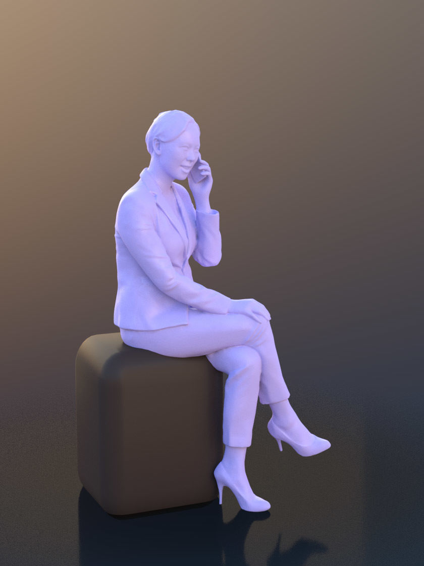 Bao 10279 - Business Talk Woman Low-poly 3D model_4