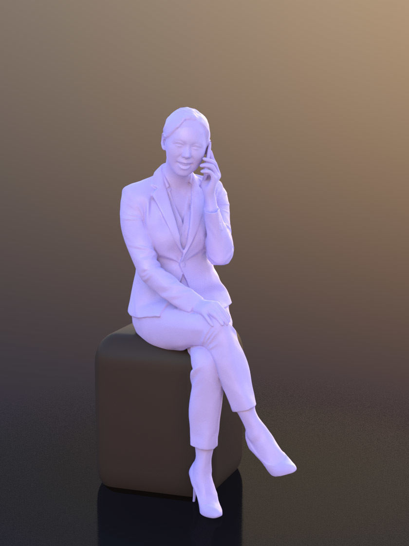 Bao 10279 - Business Talk Woman Low-poly 3D model_3