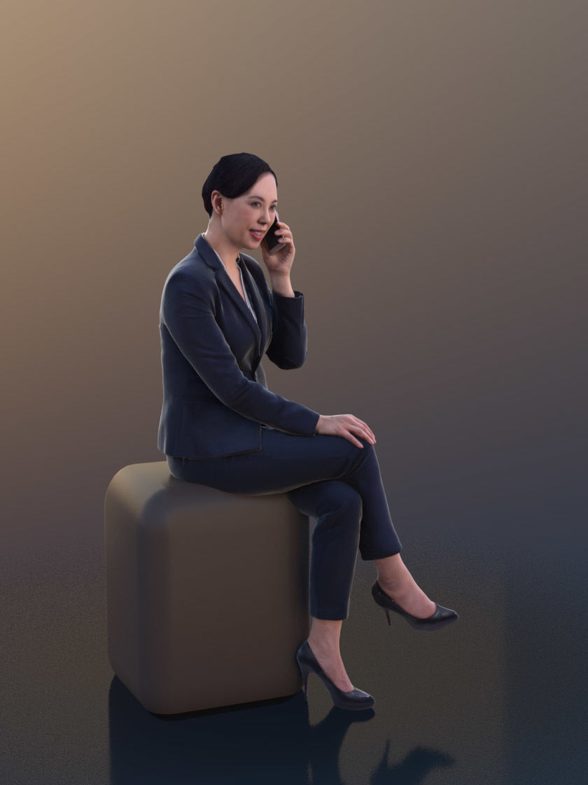 Bao 10279 - Business Talk Woman Low-poly 3D model_2