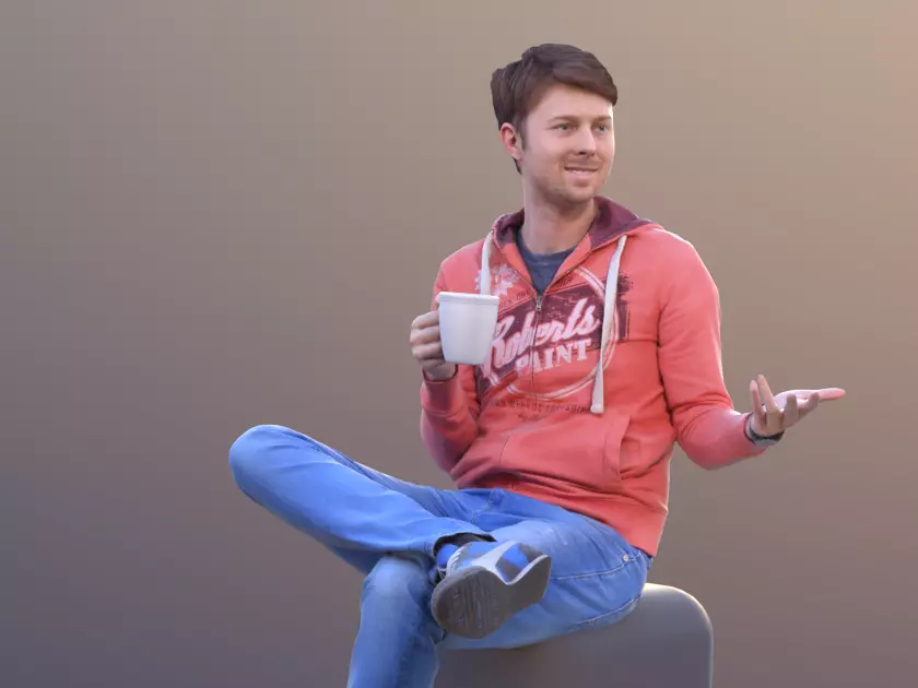 John 10312 - Sitting Casual Guy Low-poly 3D model_0