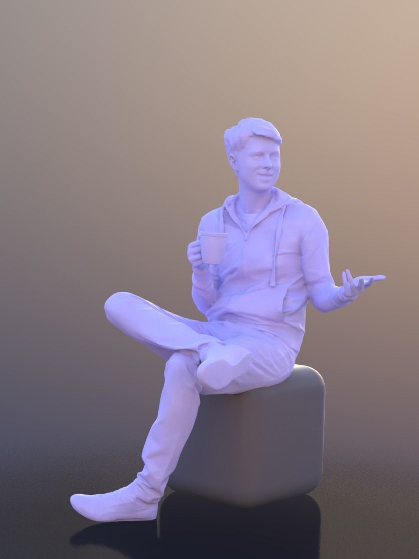 John 10312 - Sitting Casual Guy Low-poly 3D model_4