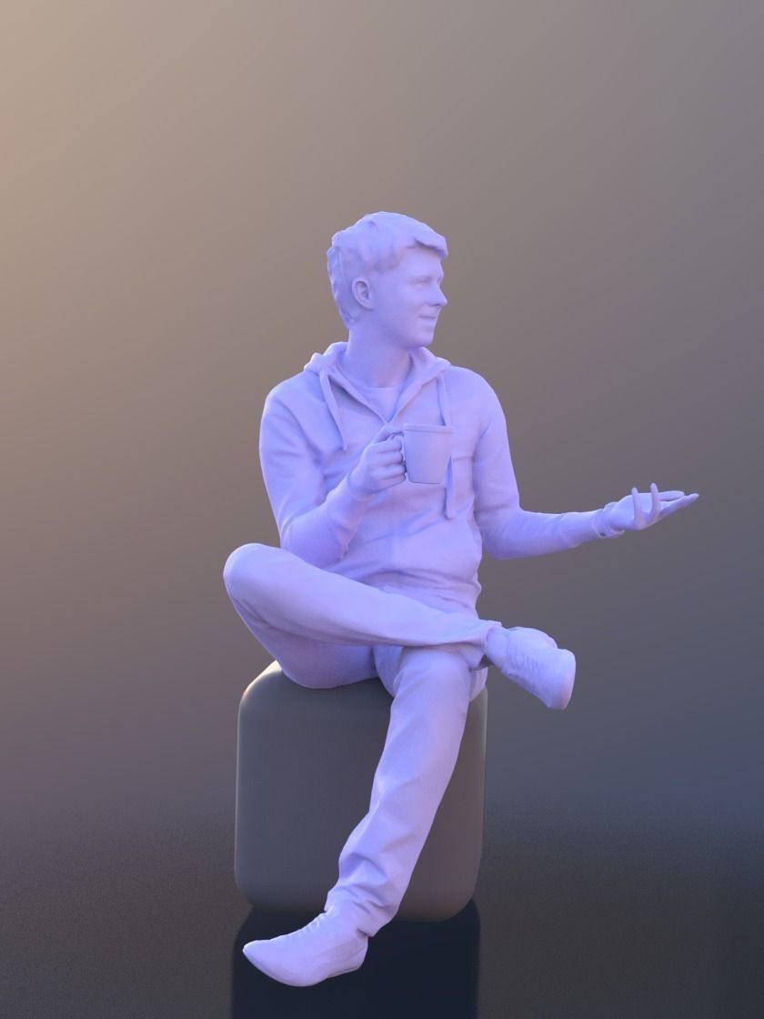 John 10312 - Sitting Casual Guy Low-poly 3D model_5