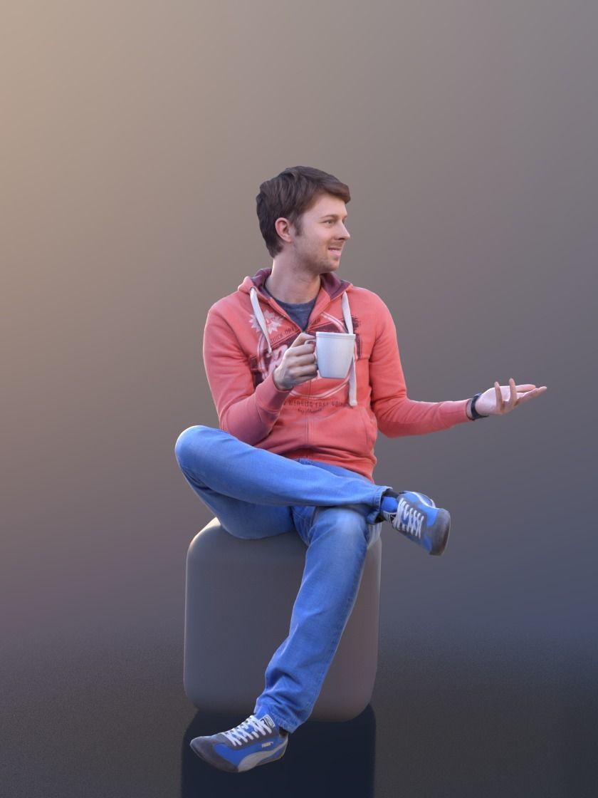 John 10312 - Sitting Casual Guy Low-poly 3D model_3