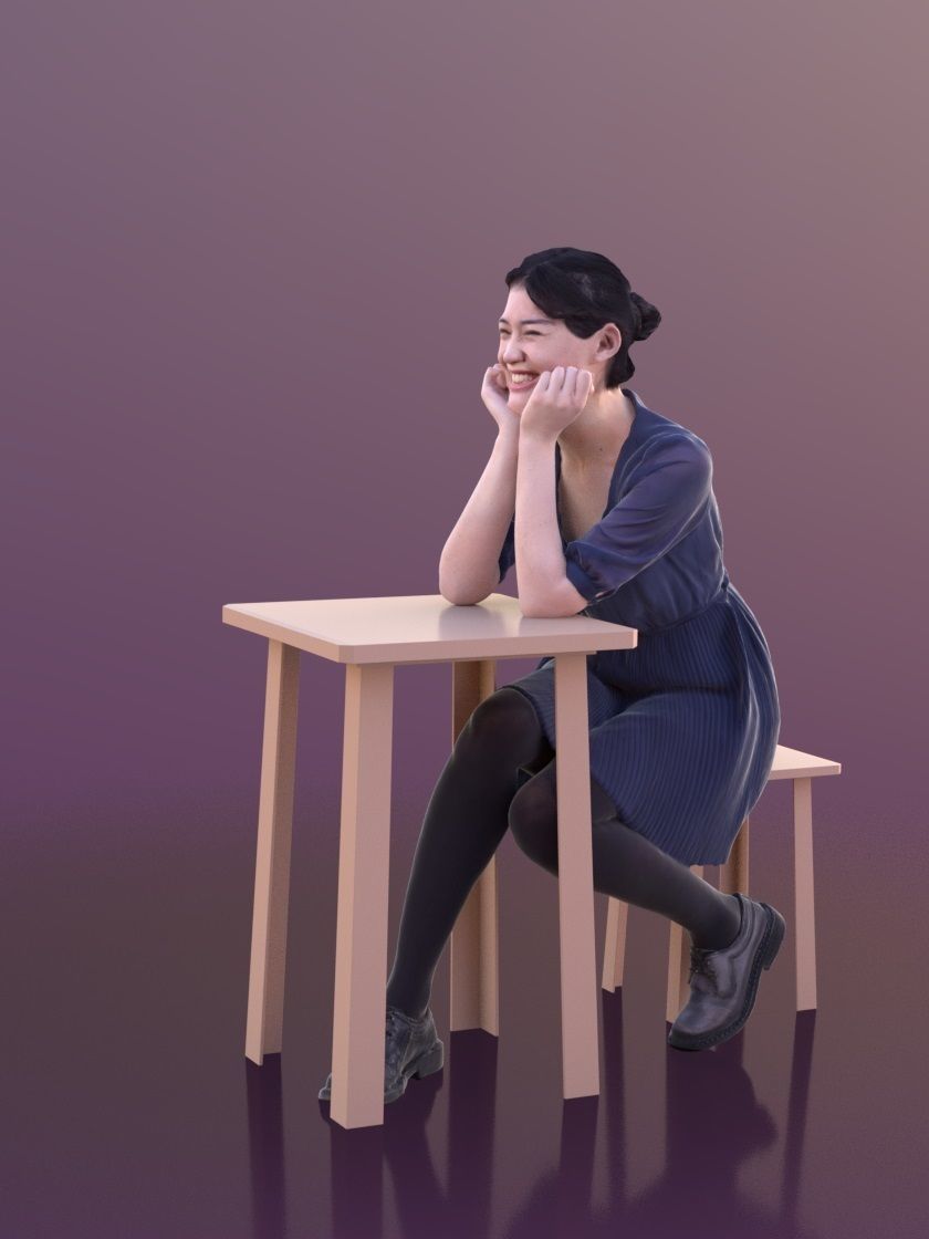 Francine 10342 - Elegant Girl Low-poly 3D model_2