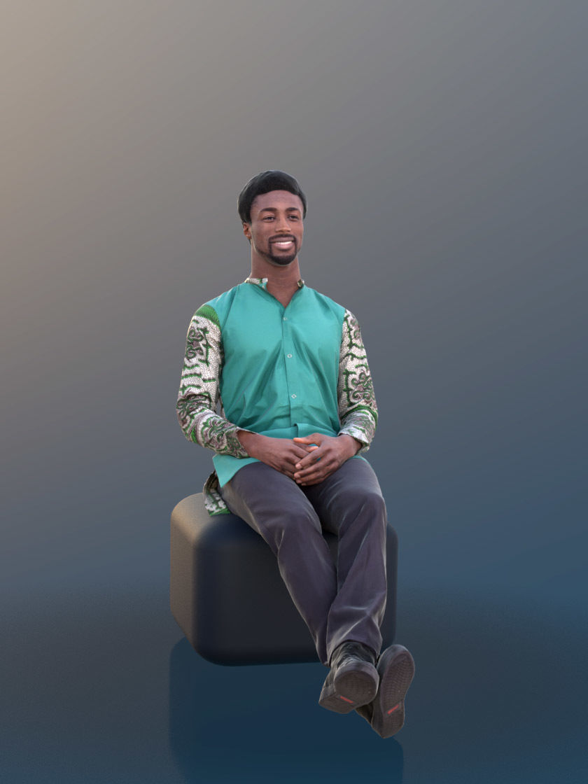 Bruce 10389 - Sitting Casual Guy Low-poly 3D model_1