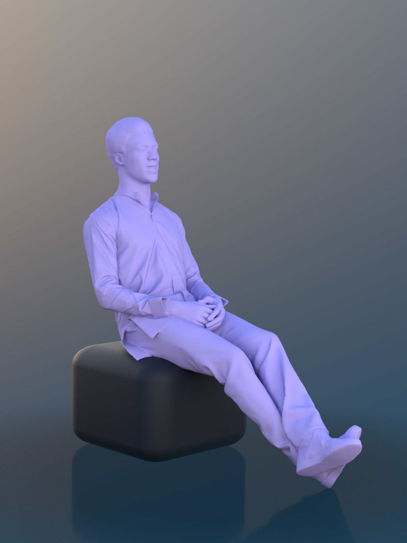 Bruce 10389 - Sitting Casual Guy Low-poly 3D model_4