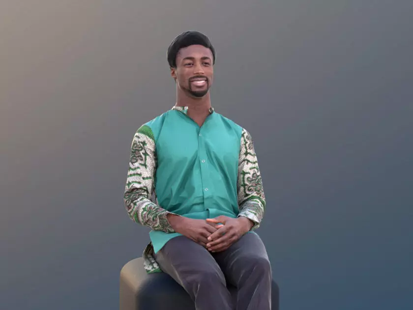 Bruce 10389 - Sitting Casual Guy Low-poly 3D model_0