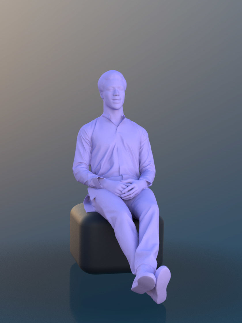 Bruce 10389 - Sitting Casual Guy Low-poly 3D model_3