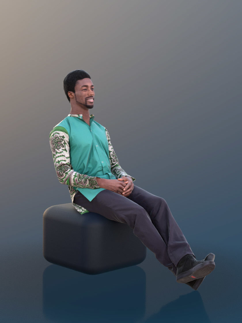 Bruce 10389 - Sitting Casual Guy Low-poly 3D model_2