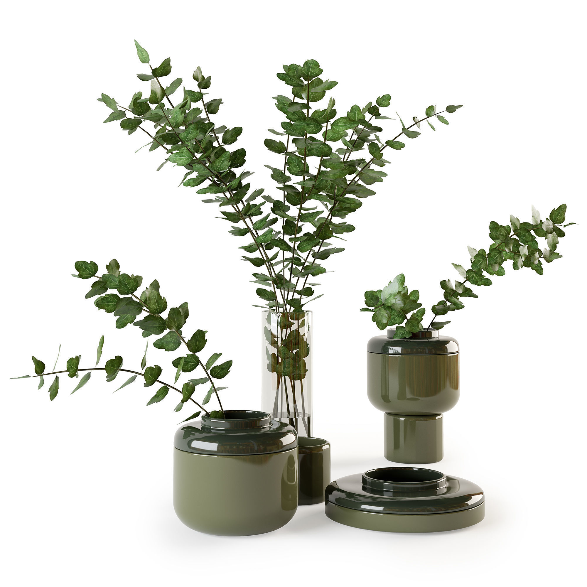 Decorative set with plants 3D model_2