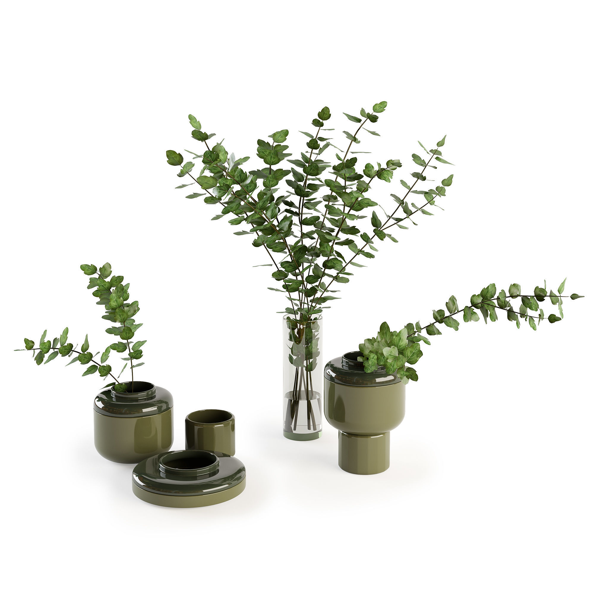Decorative set with plants 3D model_3