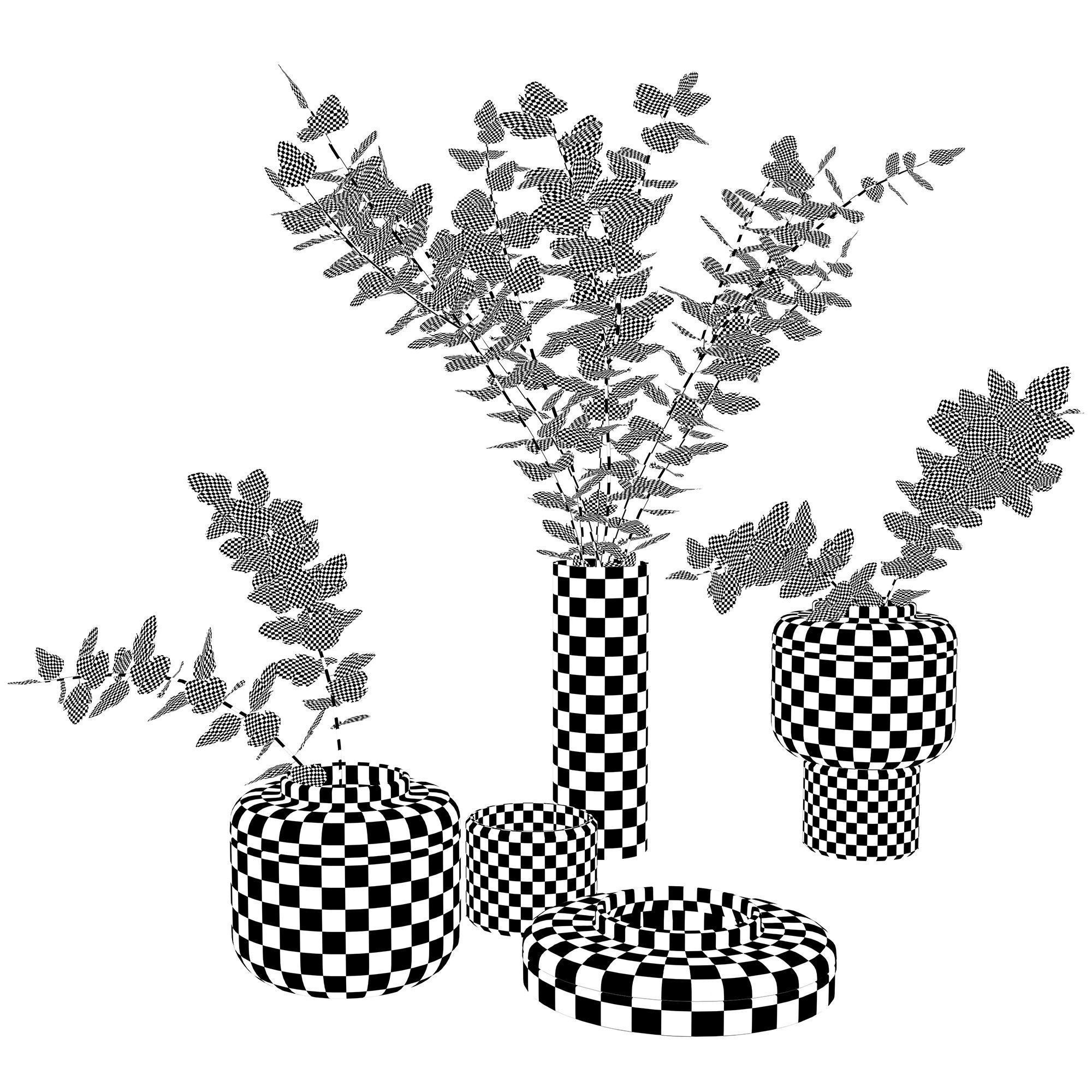 Decorative set with plants 3D model_8