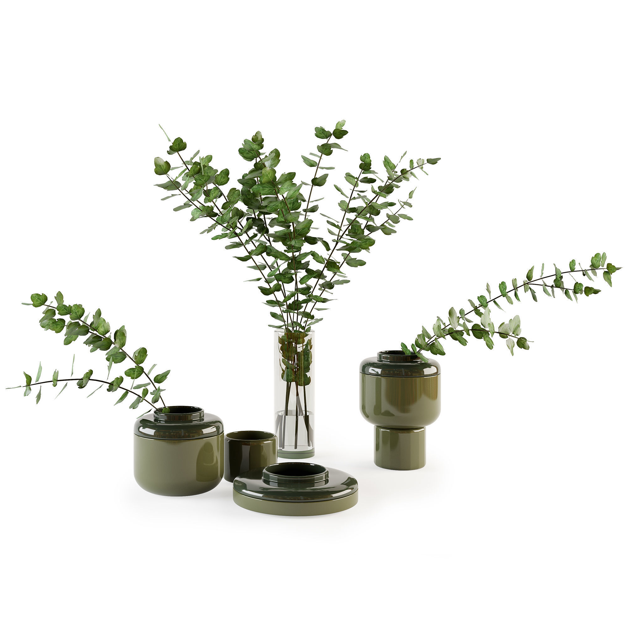 Decorative set with plants 3D model_1