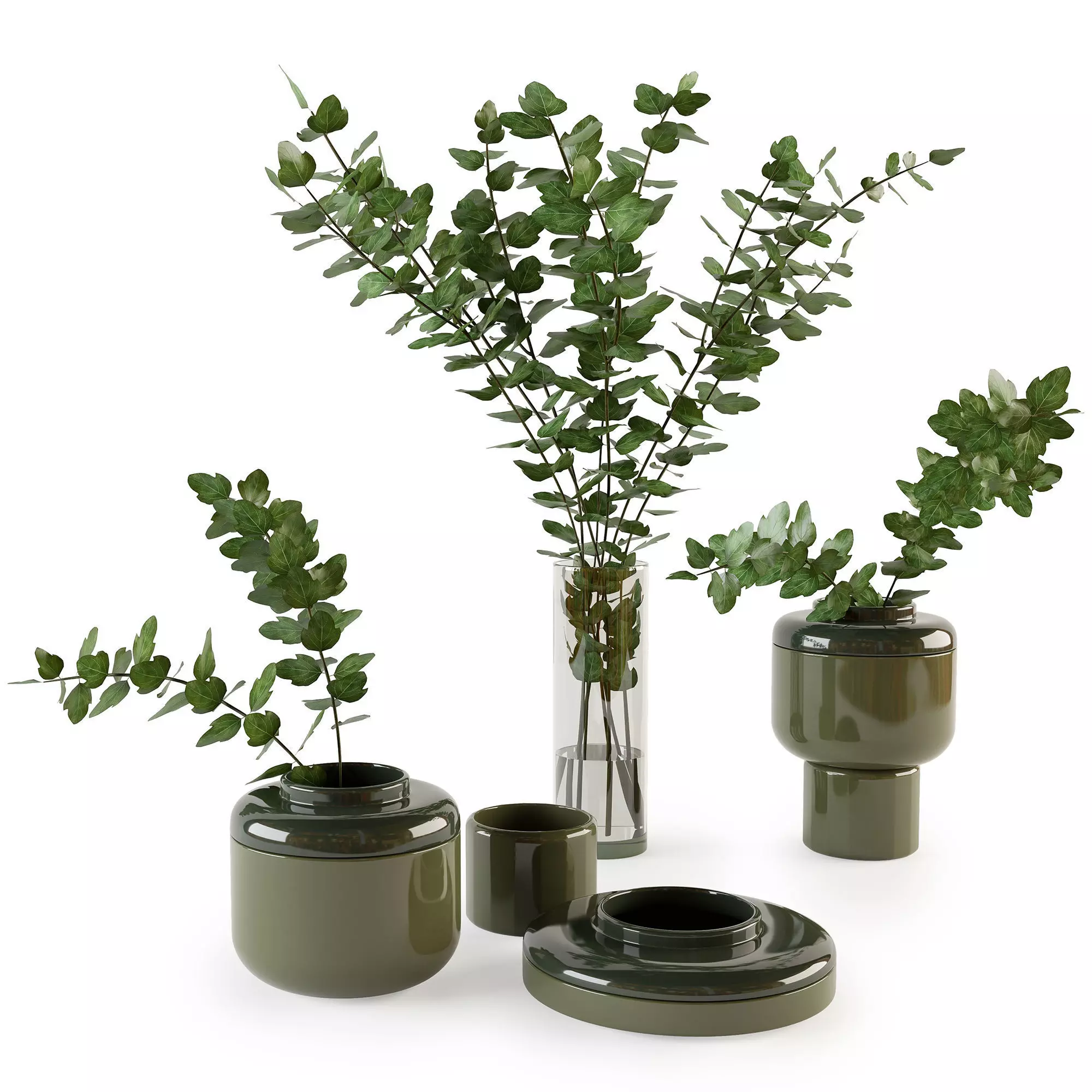 Decorative set with plants 3D model_0