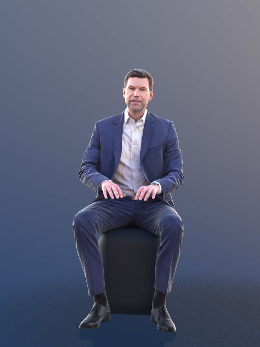 Lars 10435 - Sitting Working Business Man Low-poly 3D model_2