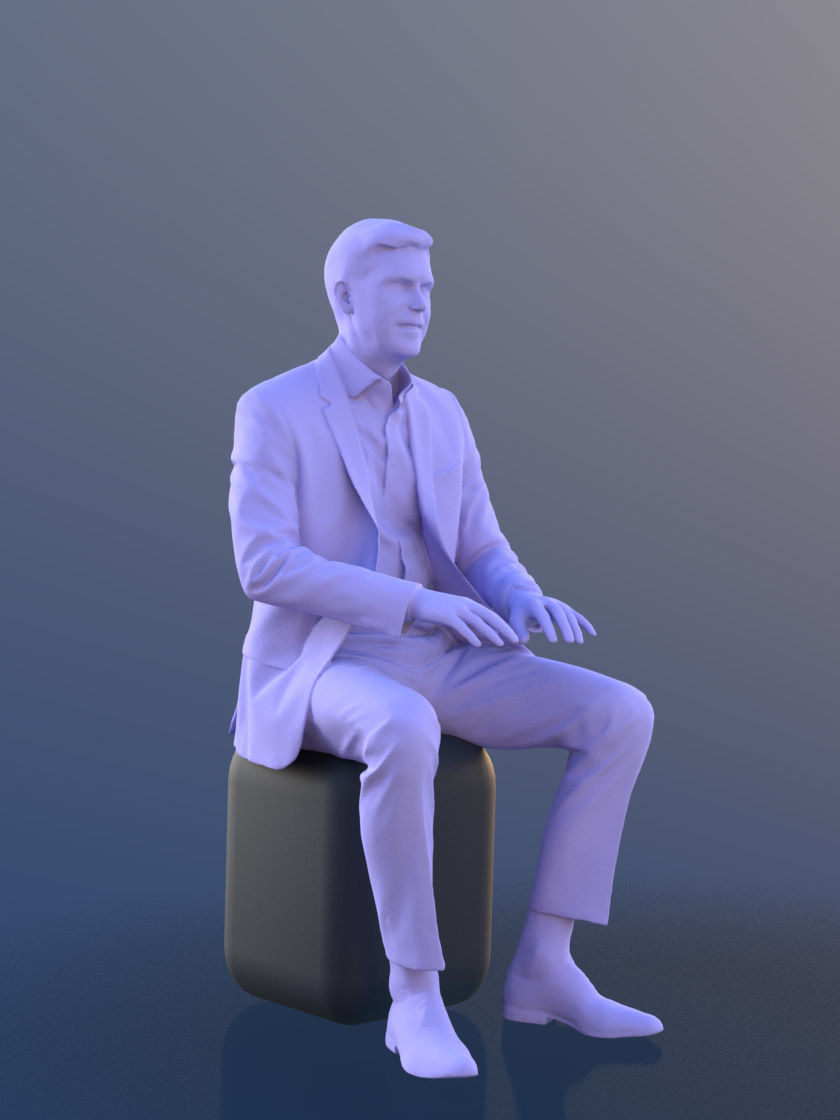 Lars 10435 - Sitting Working Business Man Low-poly 3D model_5
