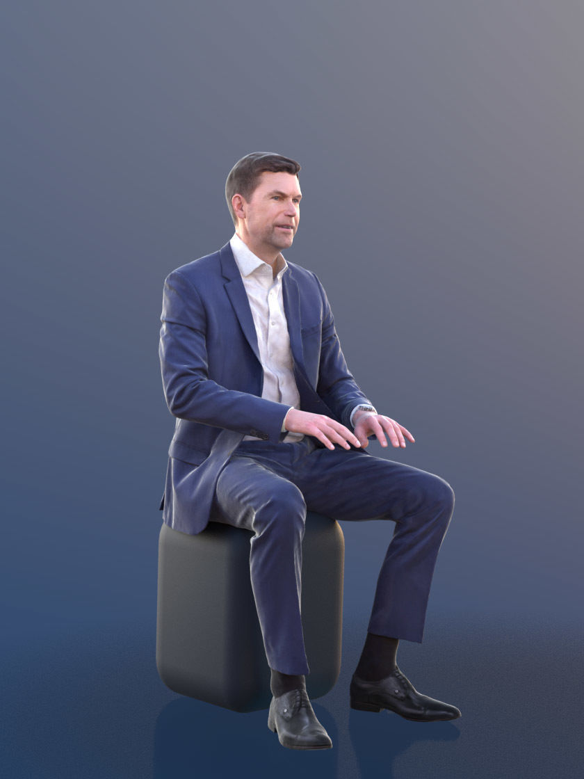 Lars 10435 - Sitting Working Business Man Low-poly 3D model_3