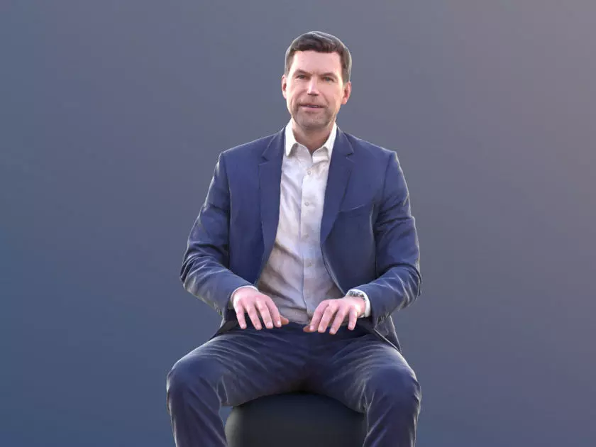 Lars 10435 - Sitting Working Business Man Low-poly 3D model_0