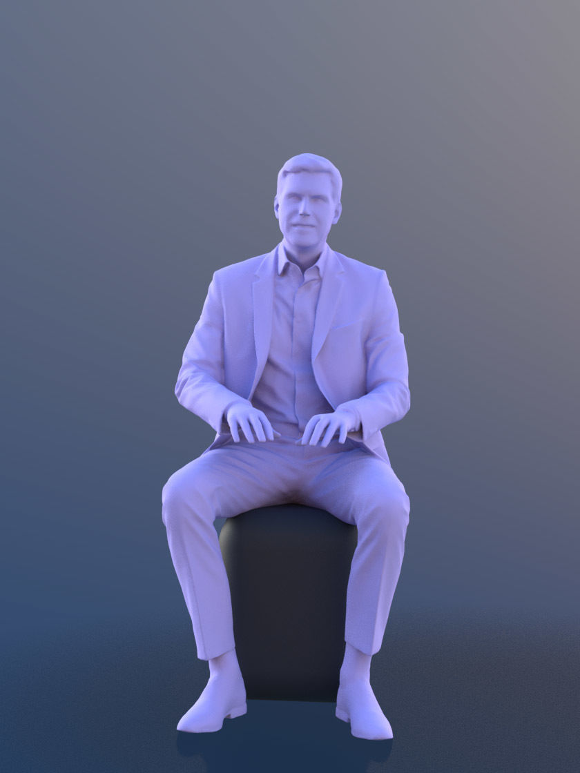 Lars 10435 - Sitting Working Business Man Low-poly 3D model_4