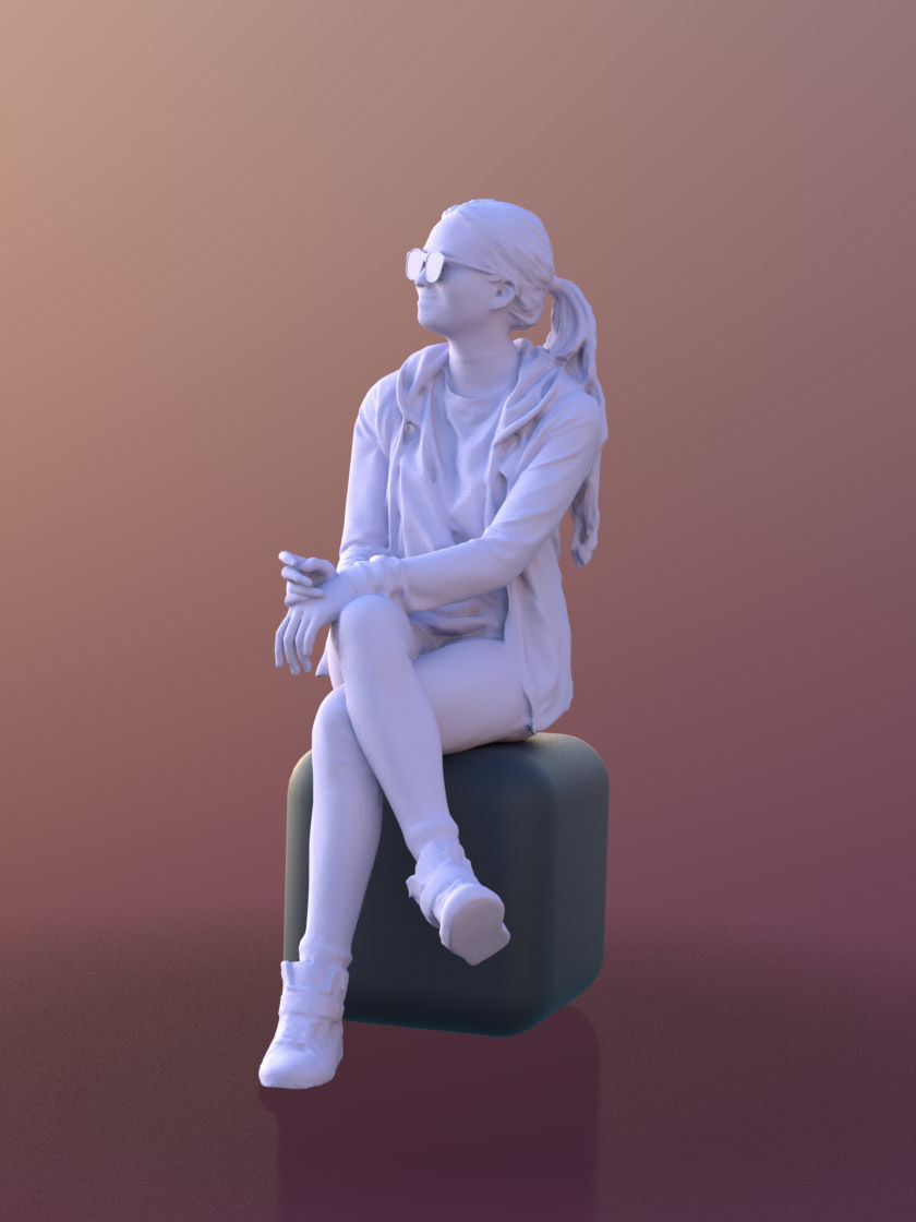 Laura 10443 - Casual sitting Girl Low-poly 3D model_4