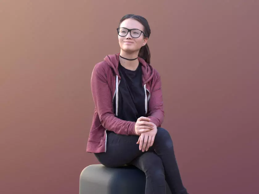 Laura 10443 - Casual sitting Girl Low-poly 3D model_0
