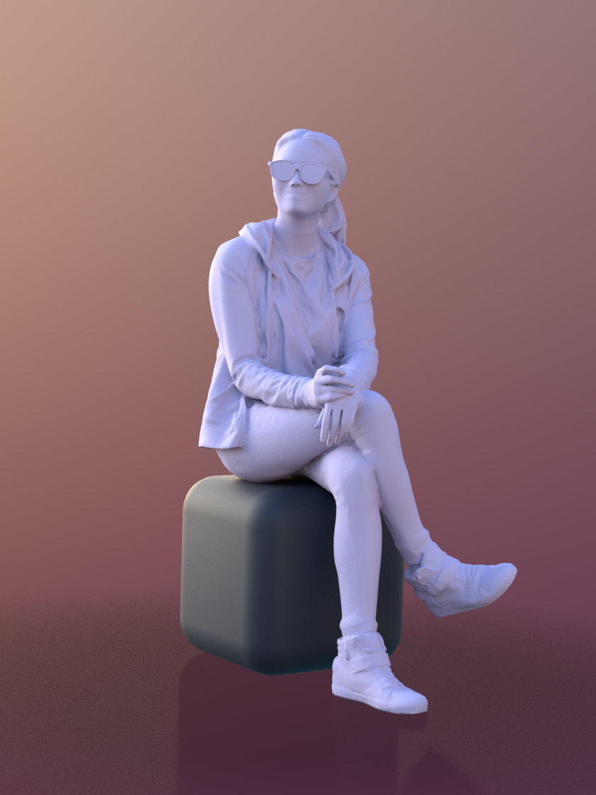 Laura 10443 - Casual sitting Girl Low-poly 3D model_3