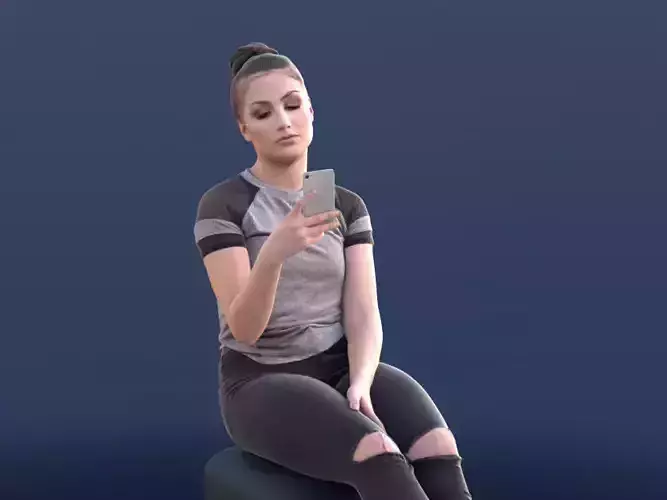 Sheona 10449 - Casual Sitting Girl Low-poly 3D model