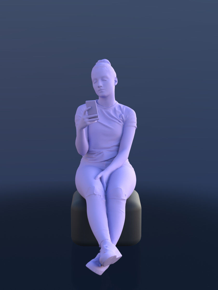 Sheona 10449 - Casual Sitting Girl Low-poly 3D model_4