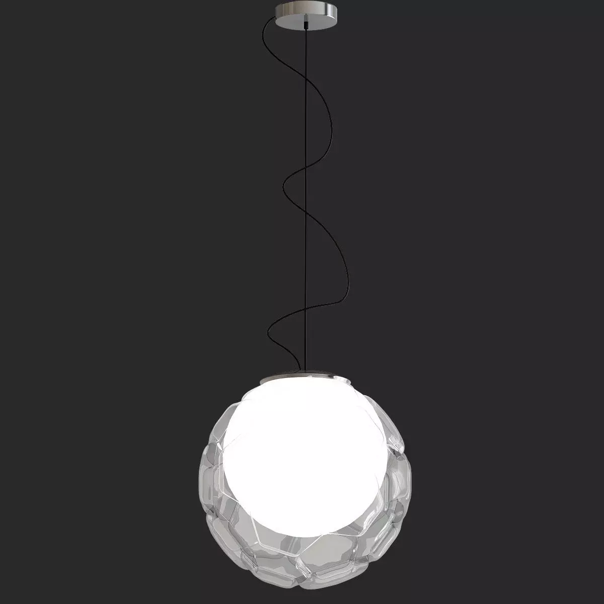 Elipse Collection pendant light with ball in middle 3D model_0