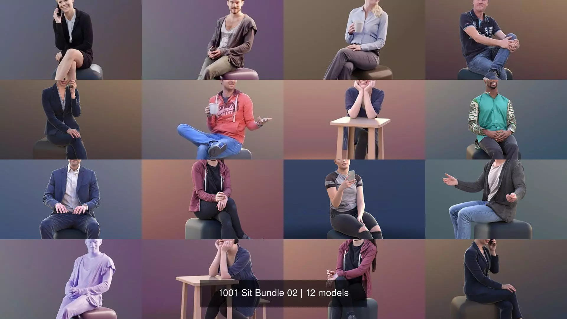 1001 Sit Bundle 01 3D Model Collection_1