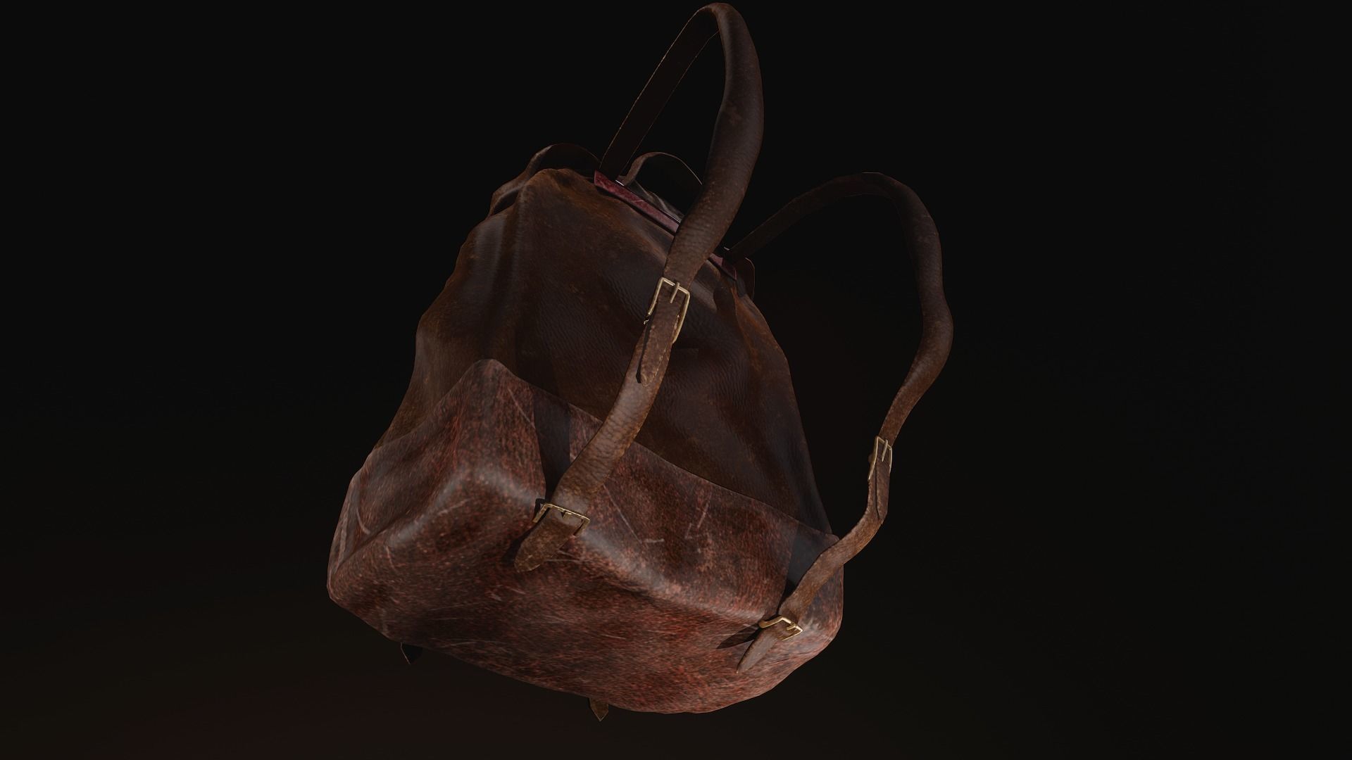 Leather Backpack Low-poly 3D model_3