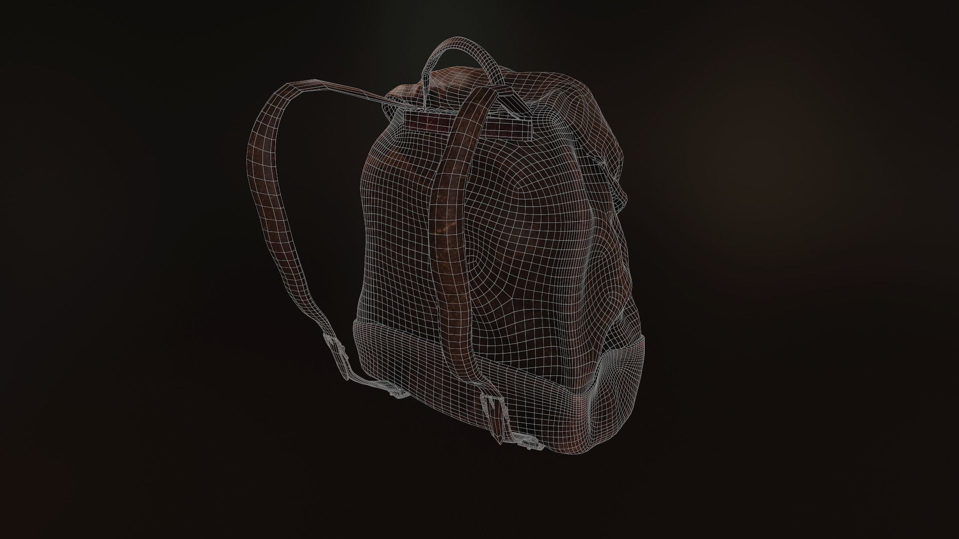 Leather Backpack Low-poly 3D model_8