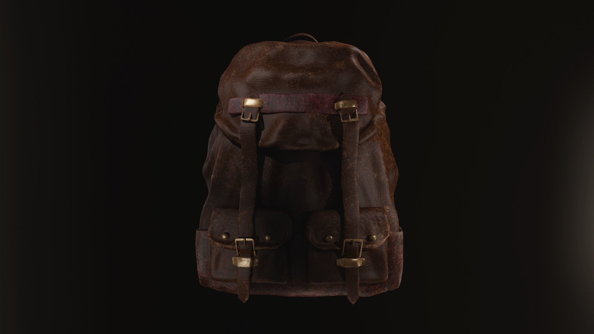Leather Backpack Low-poly 3D model_4