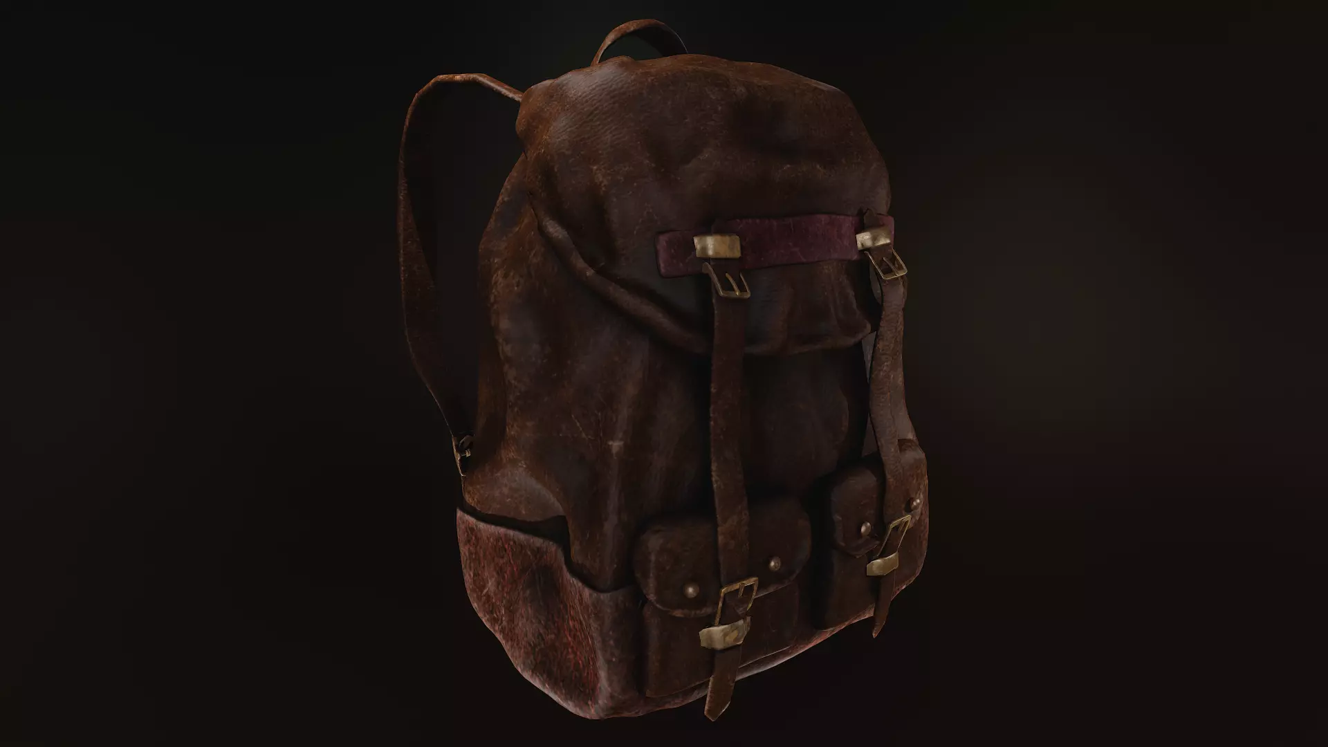 Leather Backpack Low-poly 3D model_0