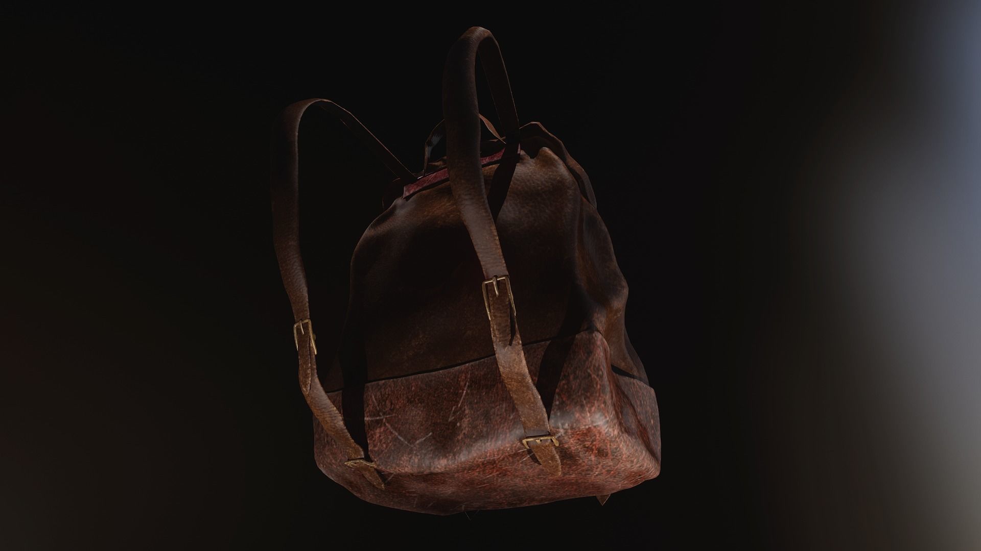 Leather Backpack Low-poly 3D model_2