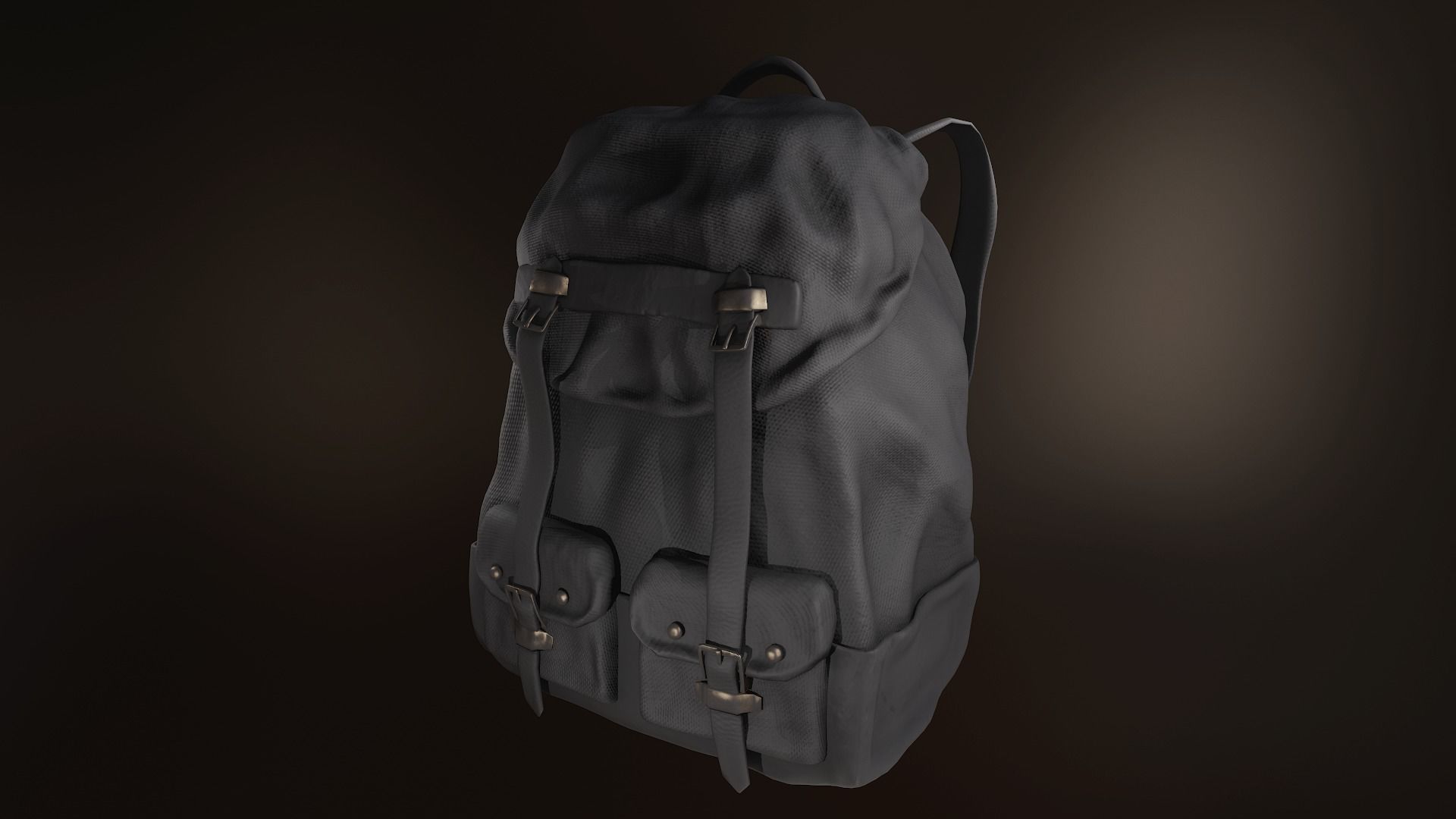 Leather Backpack Low-poly 3D model_5