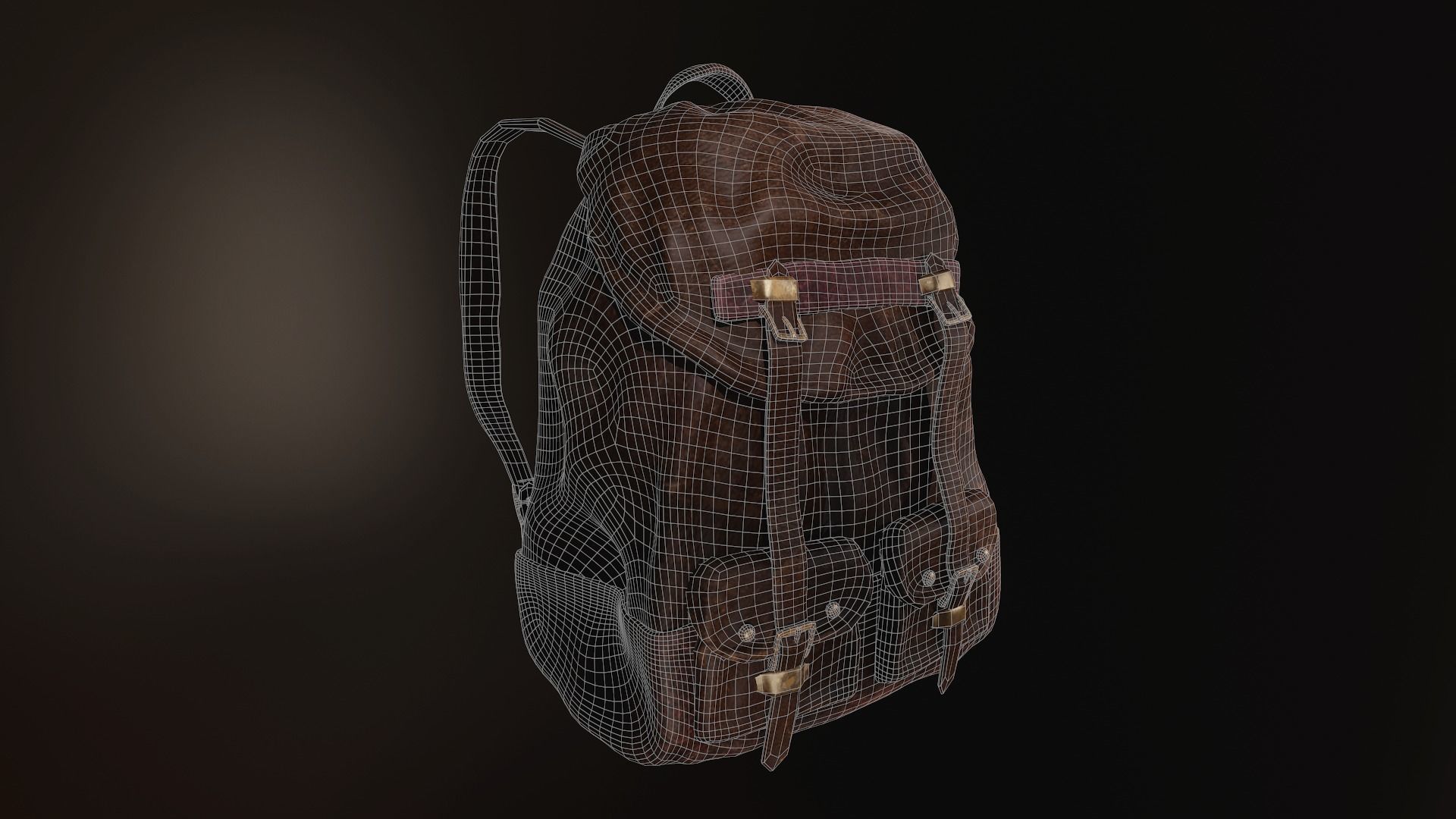 Leather Backpack Low-poly 3D model_7
