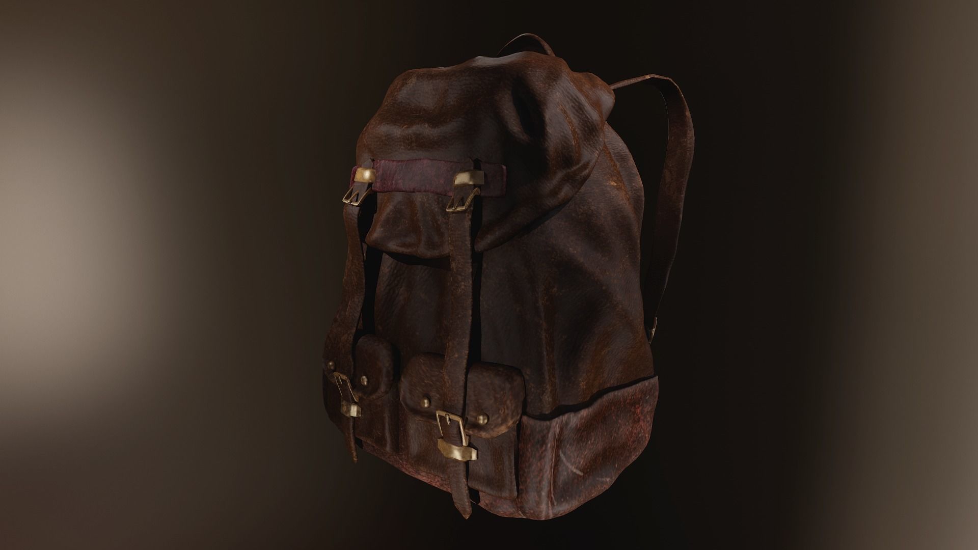 Leather Backpack Low-poly 3D model_1