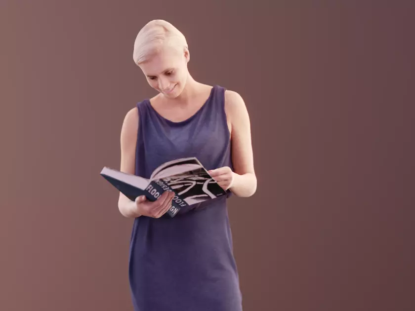 Ina 10059 - Reading Business Woman Low-poly 3D model_0