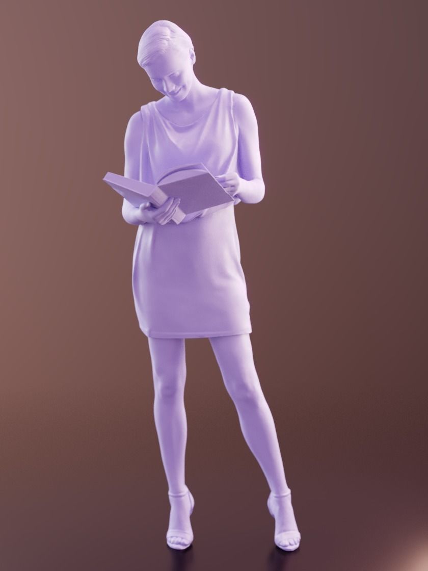 Ina 10059 - Reading Business Woman Low-poly 3D model_3