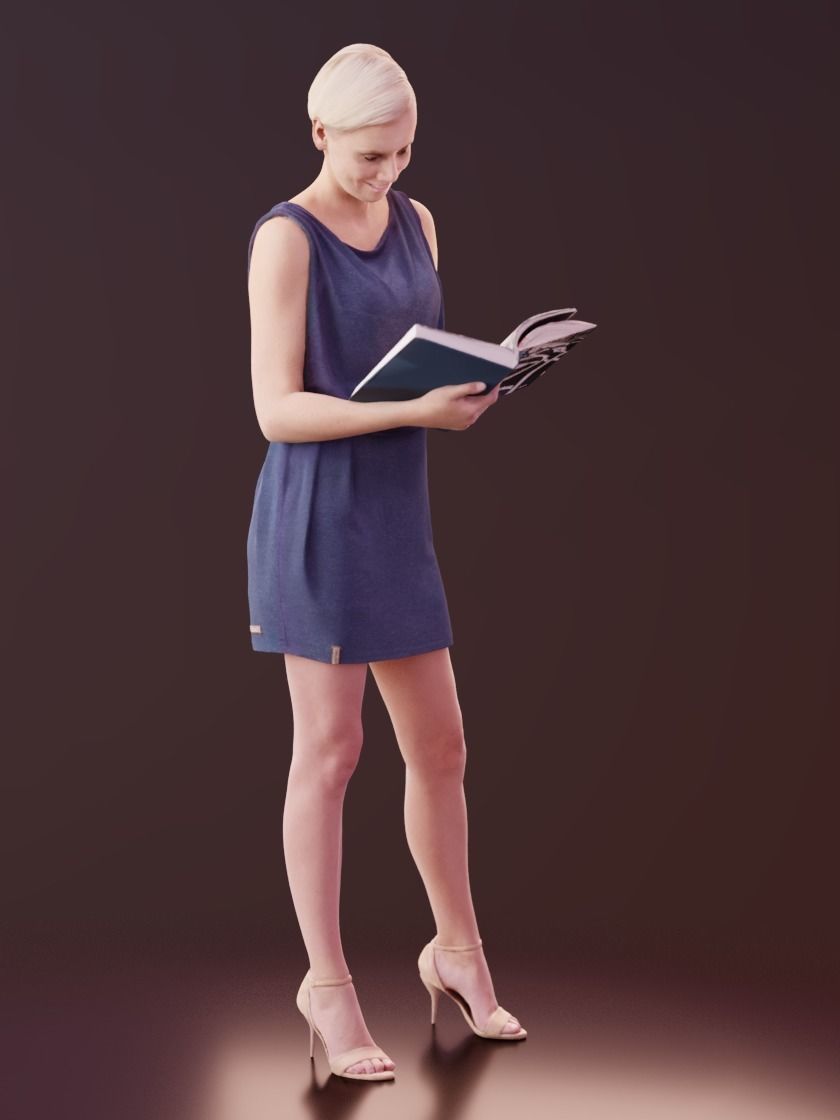 Ina 10059 - Reading Business Woman Low-poly 3D model_2