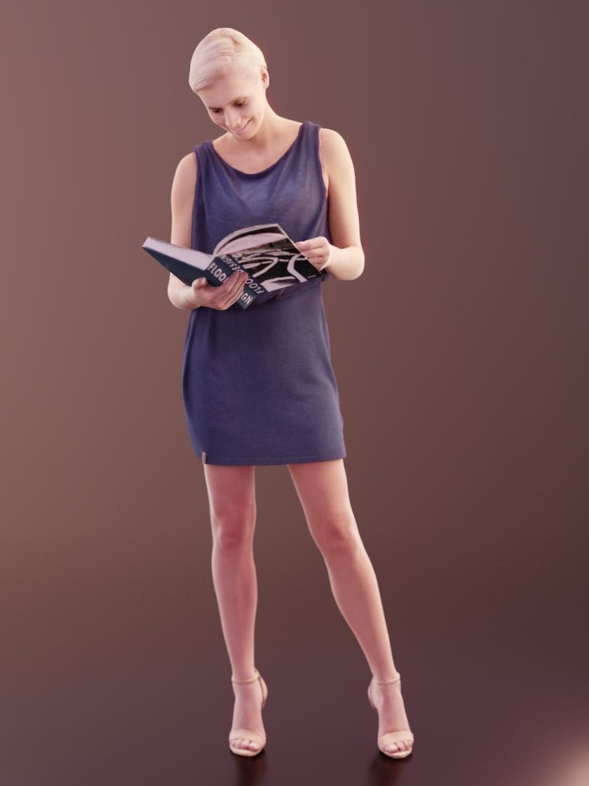 Ina 10059 - Reading Business Woman Low-poly 3D model_1